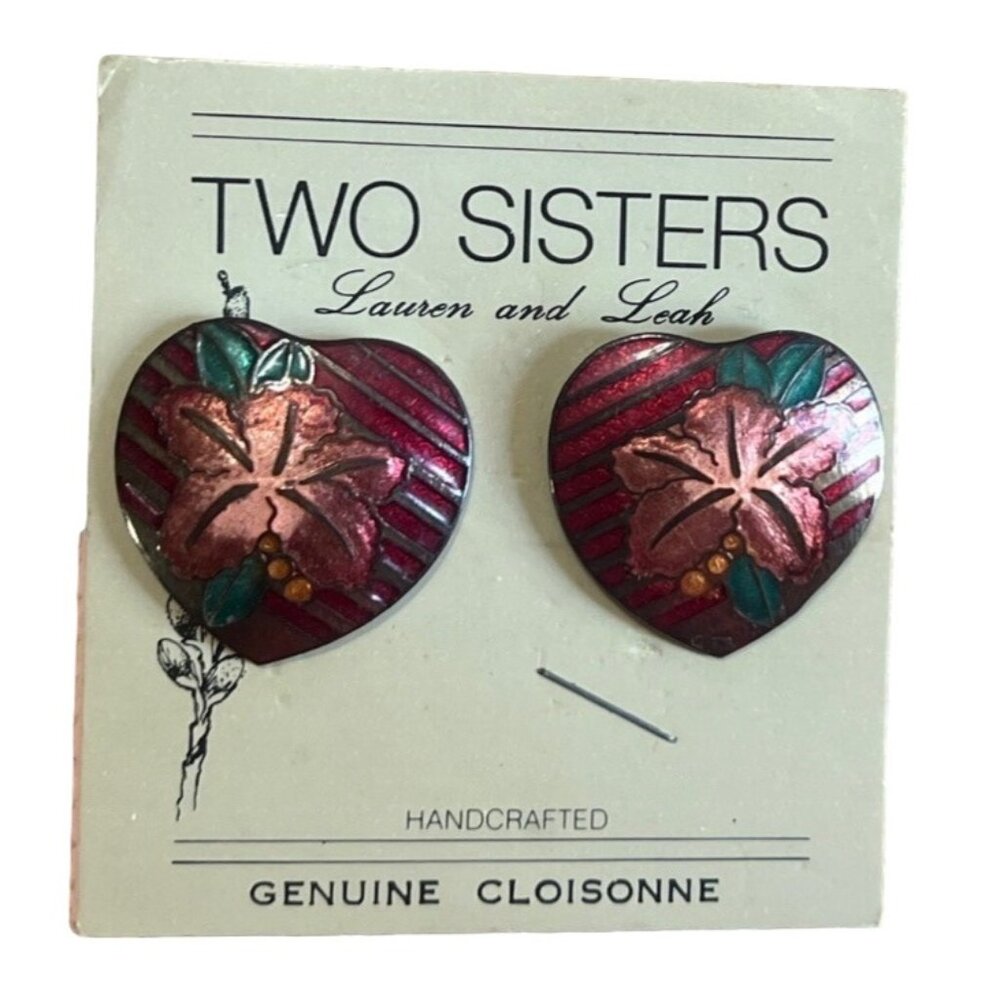 Vintage Two Sisters Genuine Porcelain, Hand-crafted Earrings, Rare, Chunky, Bold